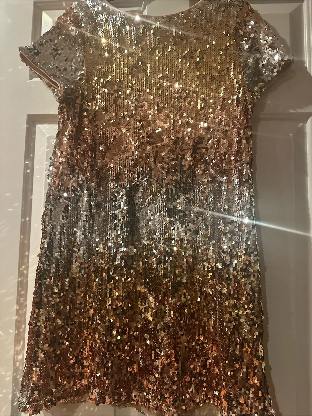 Girls Ombre Sequin Party Dress in Gold and Silver